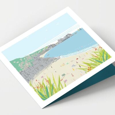 Tarjeta Porthcurno Beach Cornwall - Paquete de 4 tarjetas