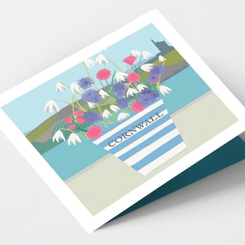 Mine and Flowers  Cornwall Card - Pack of 4 Cards