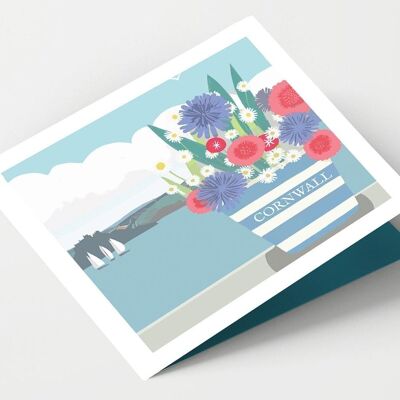 Tarjeta Mount and Flowers Cornwall - Paquete de 4 tarjetas