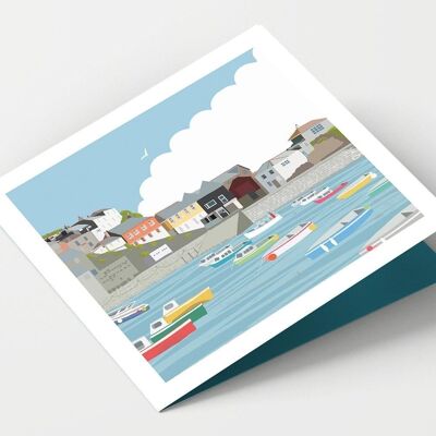 Tarjeta Mevagissey Beach Cornwall - Paquete de 4 tarjetas
