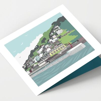 Tarjeta Looe Harbour Cornwall - Paquete de 4 tarjetas