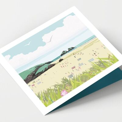 Tarjeta Holywell Bay Cornwall - Paquete de 4 tarjetas