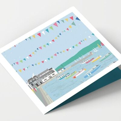Tarjeta Falmouth Custom House Quay Cornwall - Paquete de 4 tarjetas