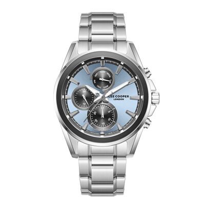 LeeCooper – ROMUALD – LC08249 – Montre Homme – Analogique Mouvement Multifonction – Boitier rond en métal argenté