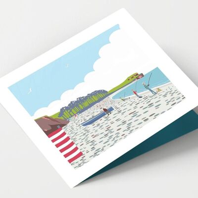 Budleigh Salterton Beach Devon Card - Confezione da 4 carte