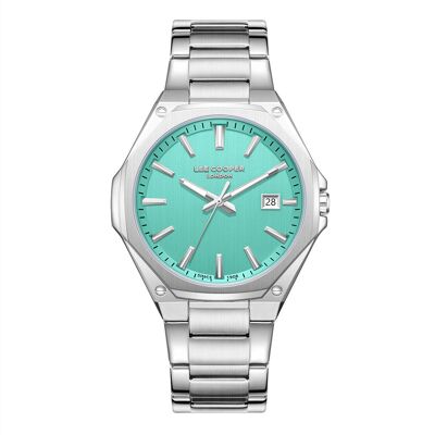 LeeCooper – LÉON – LC08252 – Montre Homme – Analogique Mouvement Quartz 3 aiguilles et date – Boitier octogonal en métal argenté