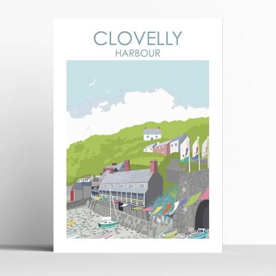 Clovelly Harbour Devon - A3 - con cornice
