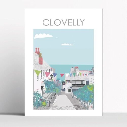 Clovelly Village Devon - A4 - framed