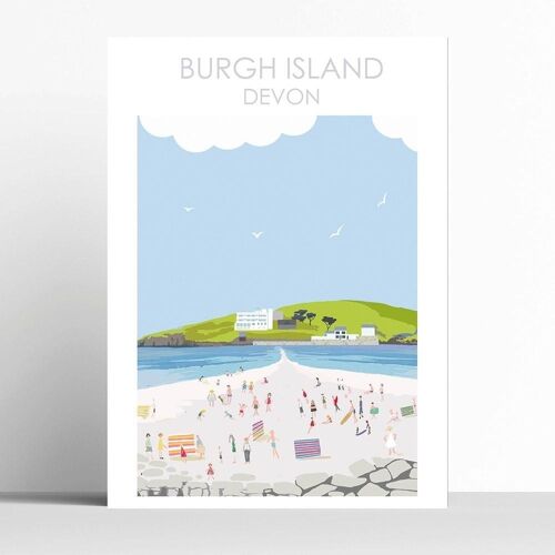 BURGH ISLAND DEVON - A3 - framed