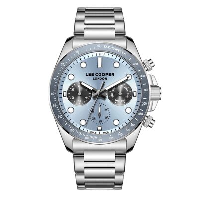 LeeCooper – LANDRY – LC08215 – Montre Homme – Analogique Mouvement Multifonction – Boitier rond en métal argenté