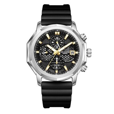 LeeCooper – IGOR – LC08238 – Montre Homme – Analogique Mouvement Multifonction – Boitier décagone en métal – Bracelet en silicone