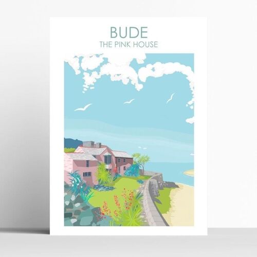 Bude - Pink House - A3 - unframed