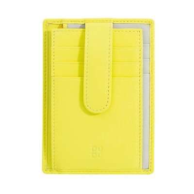 Porta carta de crédito unisex Dudu in pelle sottile giallo agrumi