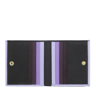 Portafoglio piccolo in pelle Dudu con portamonete nero_lavanda