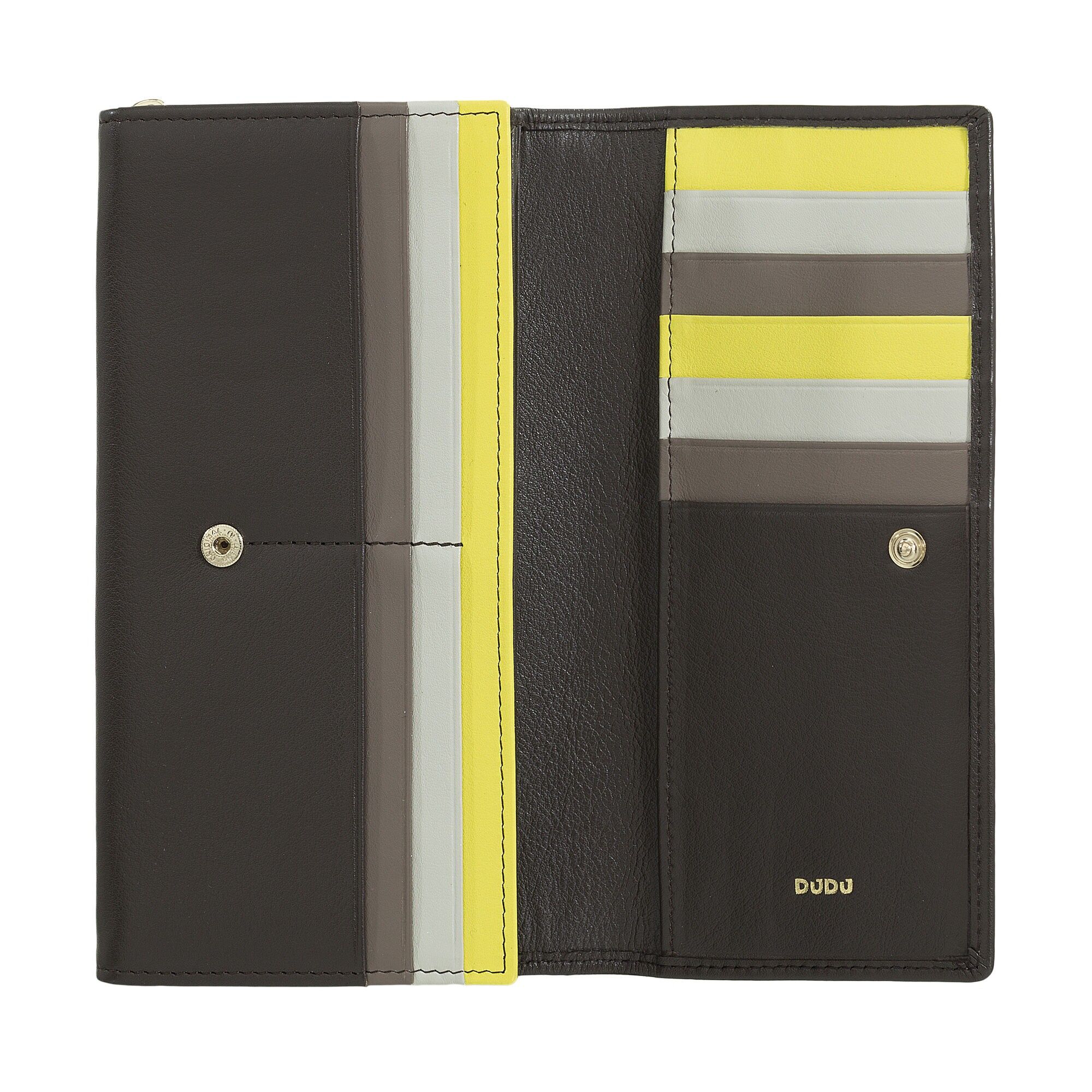 Portafoglio multi-carte da donna Dudu in pelle marrone caffè