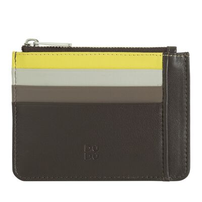 Dudu Piccolo Porta Carte di Credito in Pelle con Cerniera Marrone Caffè