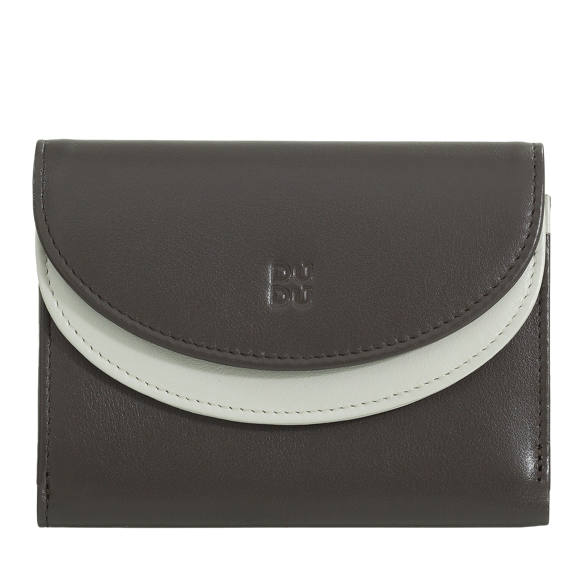 Portafoglio in pelle da donna Dudu a doppia patta, marrone caffè