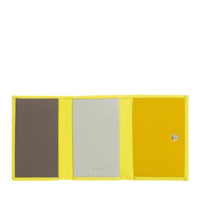 Portafoglio piccolo en pelle Dudu avec portamonete esterno, colore giallo agrumi