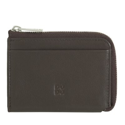 Porte-monnaie pour homme en peau Dudu RFID avec cernier, marron café