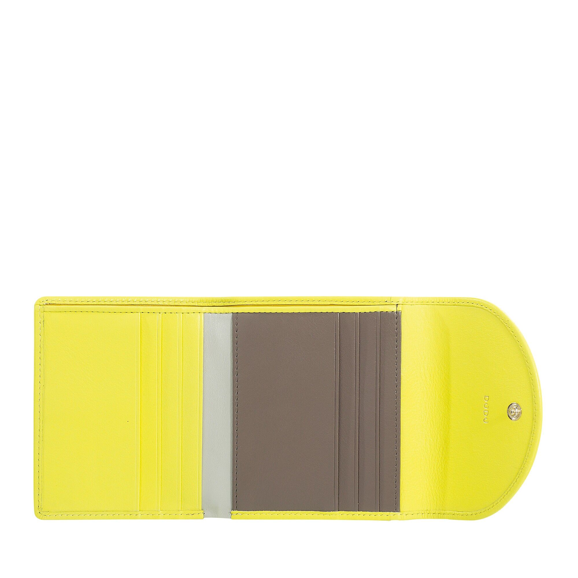 Portafoglio piccolo in pelle da donna Dudu RFID con cerniera, giallo agrumi