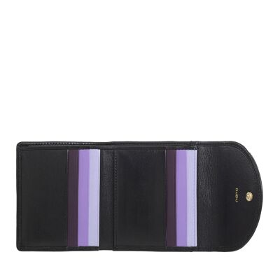 Porte-monnaie piccolo en peau de femme Dudu RFID avec cerniera, nero_lavanda