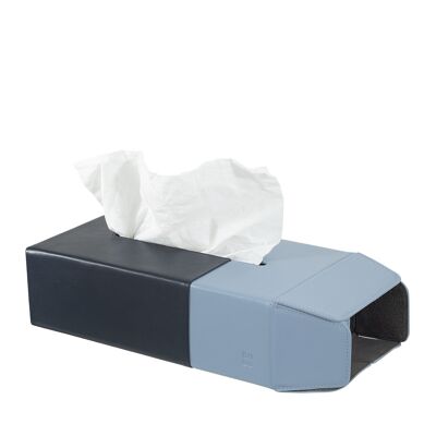 Dudu Tissue Box Holder in Genuine Leather Navy