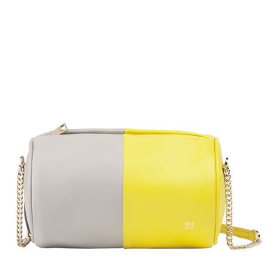 Borsa a tracolla in pelle da donna Dudu, colore giallo agrumi