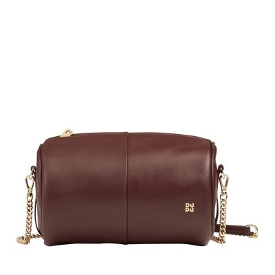 Borsa a tracolla in pelle da donna Dudu, color cioccolato