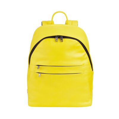 Zaino da viaggio in pelle Dudu per laptop, colore giallo agrumi