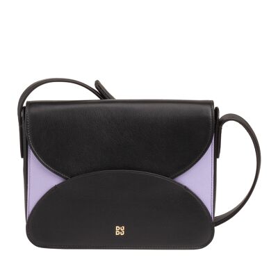 Borsa a tracolla in pelle Dudu Envelope da donna, colore nero_lavanda