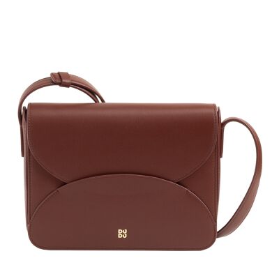 Borsa a tracolla piccola in pelle Dudu da donna, color cioccolato
