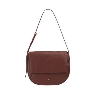 Borsa a tracolla in pelle da donna Dudu, colore cioccolato