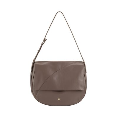 Borsa a tracolla in pelle da donna Dudu color talpa
