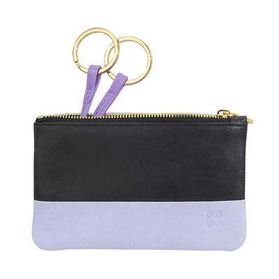 Portachiavi in pelle Dudu con cerniera, nero_lavanda