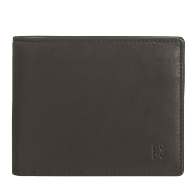 DUDU Men's leather wallet with coin pocket Coffee brown