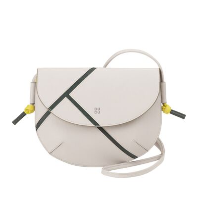 Borsa a tracolla da tennis in pelle Dudu Medium da donna, colore grigio perla