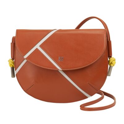 Borsa a tracolla da tennis in pelle Dudu Medium da donna, color cannella