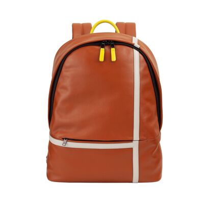 Zaino da viaggio in pelle Dudu per laptop e PC, stile tennis, color cannella