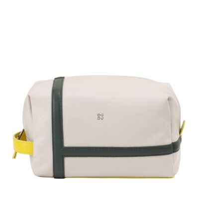 Borsa da toilette da tennis in pelle Dudu grigio perla