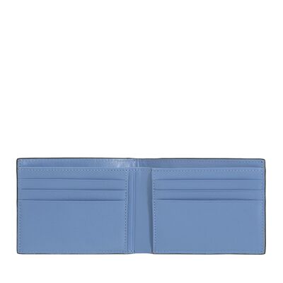 Dudu Small Men'S Leather Wallet Cards Black_pastel blue
