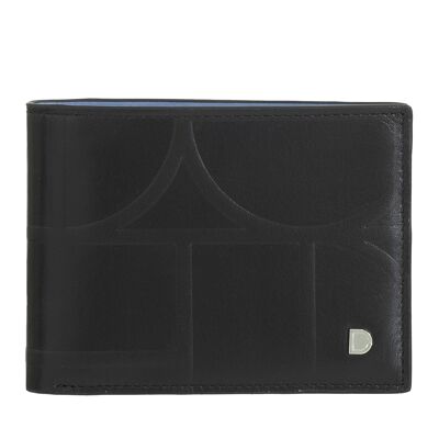 Portafoglio piccolo in pelle da uomo Dudu con porta carte, nero_blu pastello