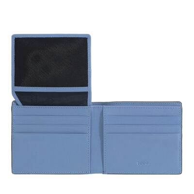 Dudu Small Men'S Leather Wallet Id Windows Black_pastel blue