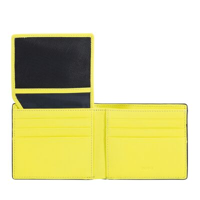 Dudu Men'S Leather Wallet Id Windows Black_bright yellow