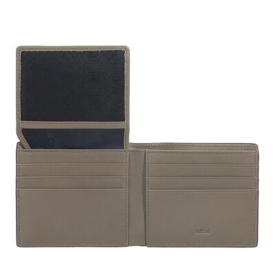 Dudu Small Men'S Leather Wallet Id Windows Black_taupe