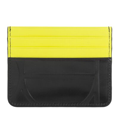 Dudu Small Credit Card Holder Black_bright yellow