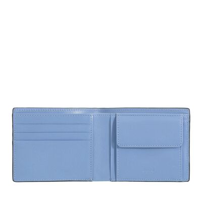 Dudu Small Men'S Leather Wallet Coin Purse Black_pastel blue