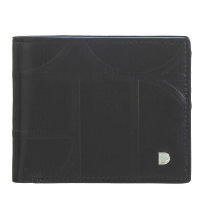 Portafoglio piccolo in pelle da uomo Dudu con portamonete, nero_blu pastello