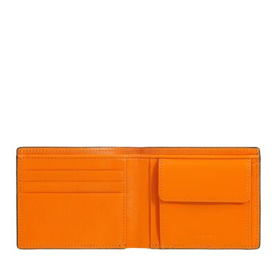 Dudu Small Men'S Leather Wallet Coin Purse Black_orange