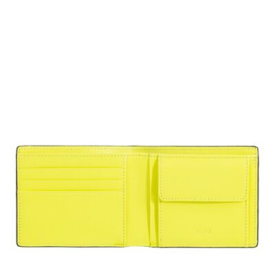 Dudu Small Men'S Leather Wallet Coin Purse Black_yellow