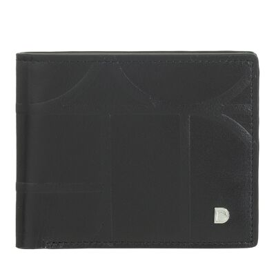 Portafoglio piccolo in pelle da uomo Dudu con portamonete, nero_taupe